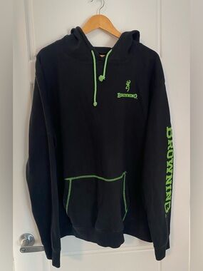 Browning Black Hoodie Neon Green Details Size XXL Men’s